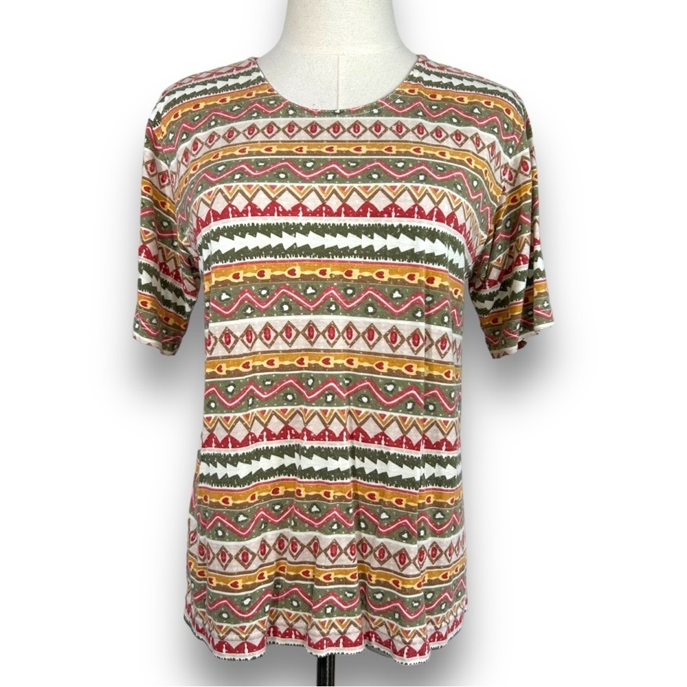 4/$20 Vintage Geometric Print Tunic Tee I.C. Isaacs Medium - Picture 3 of 5